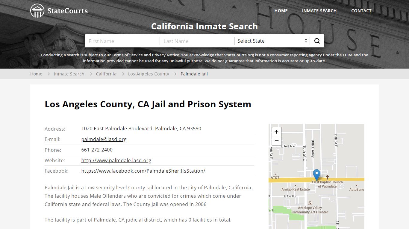 Palmdale Jail Inmate Records Search, California - StateCourts