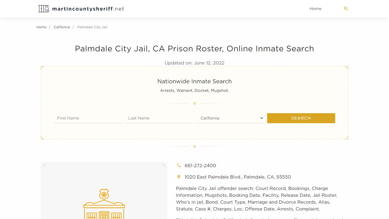 Palmdale City Jail, CA Prison Roster, Online Inmate Search